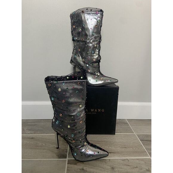 Azalea Wang Liora Women’s Stiletto Mid Calf Bootie Pointed Toe Black 7.5 NIB - Picture 3 of 10